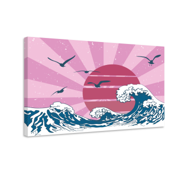 Vintage Wandbilder Die tolle pinke retrowelle - TenStickers