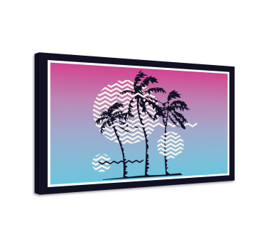 Vintage Wandbilder Retro-sonnenuntergang-palmen - TenStickers
