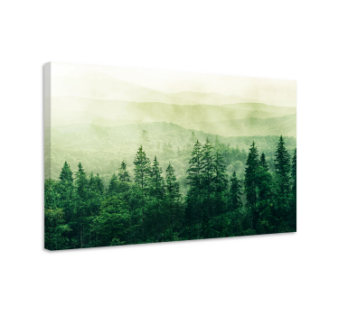 Leinwandbild Landschaft Baumkronen des grünen waldhügels - TenStickers