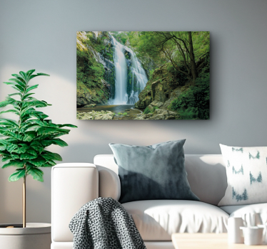 Leinwandbild Baum Wasserfall im wald - TenStickers