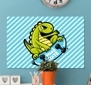 Dinosaurier wandbild dino skateboard spaß - TenStickers