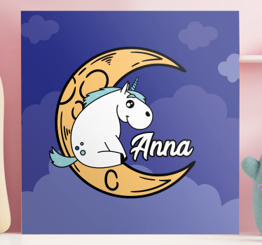 Einhorn wandbild mit mondszene - TenStickers