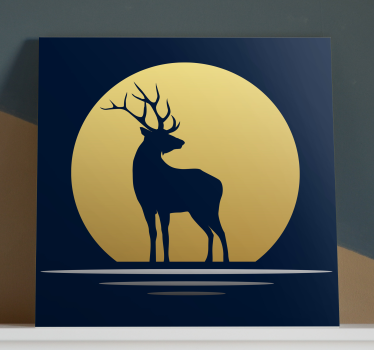Hirsch bild leinwand hirschsilhouette mond - TenStickers