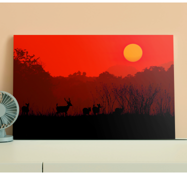 Hirsch bild leinwand silhouettenhirsch sonnenuntergang - TenStickers