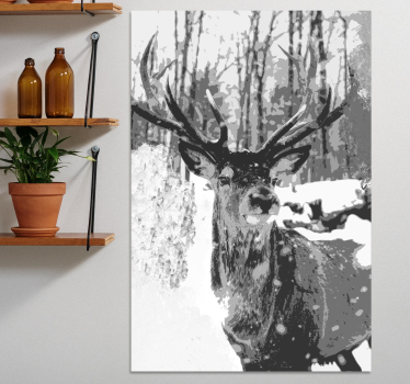 Hirsch Bild Leinwand monochromes hirschporträt - TenStickers
