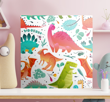 Leinwandbild Dinosaurier Glückliche dinosaurier für kinder - TenStickers