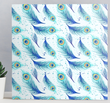 Leinwandbild Feder Plumas azules estilo acuarela - TenStickers