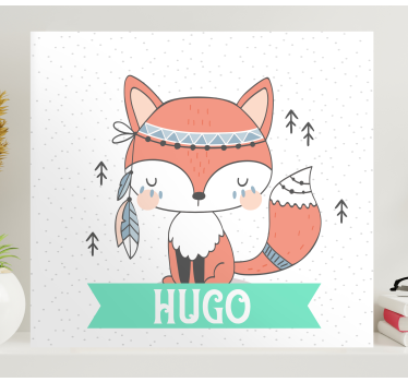 Leinwandbild für das Babyzimmer Ethnischer fuchs mit Namen - TenStickers