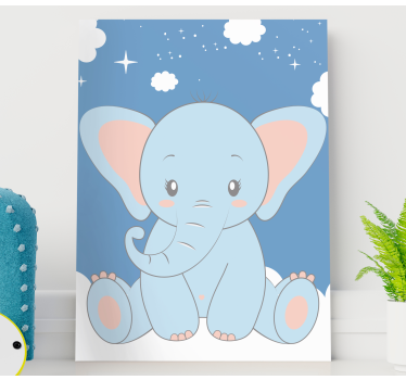 Leinwandbild für das Babyzimmer Niedliches baby cartoon elefant b - TenStickers
