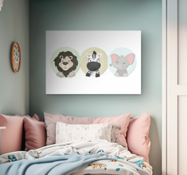 Leinwandbild für das Babyzimmer Tiere gesetzt - TenStickers