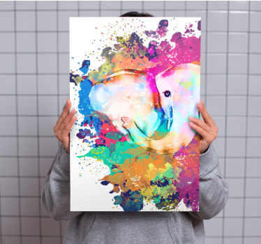 Leinwandbild geometrisch Lebendiger farbiger elefant - TenStickers
