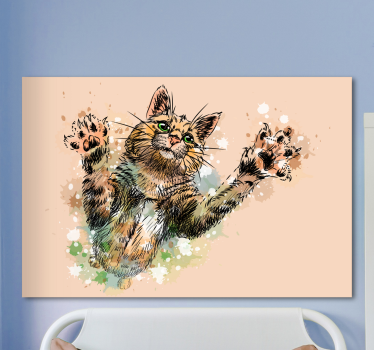 Leinwandbild Katze Gemalte katze - TenStickers