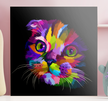 Leinwandbild Katze Gemalte regenbogenkatze - TenStickers