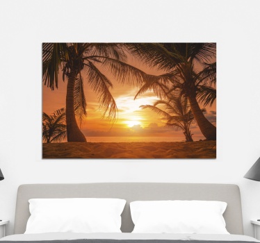 Leinwandbild Kopfteil Sonnenuntergang am strand - TenStickers