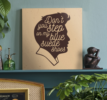 Leinwandbilder Thema Musik Silhouette von Elvis mit Songtext - TenStickers