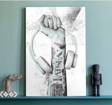 Wandbild Musik tätowierter arm mit kopfhörern - TenStickers