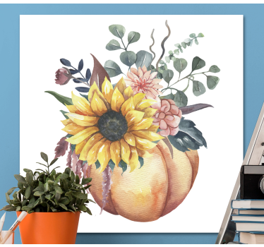 Leinwandbild Stillleben Tote sonnenblume und kürbis - TenStickers