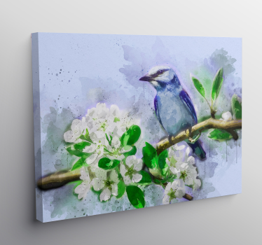 Leinwandbild vogel auf blüte - TenStickers
