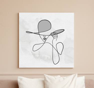 Leinwandbild Vorzimmer Minimalistische frau mit hut - TenStickers