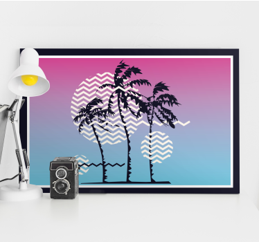 Vintage Wandbilder Retro-sonnenuntergang-palmen - TenStickers
