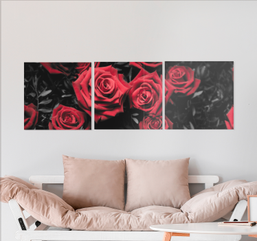 Wandbild Blume Schwarz-weiß mit roten rosen - TenStickers