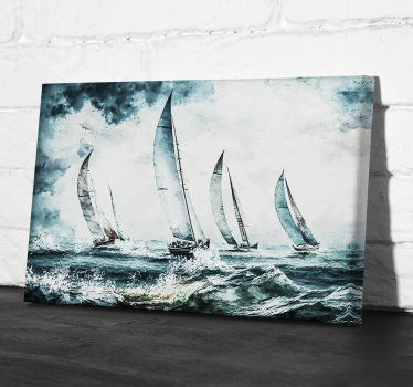 Wandbild Esszimmer segelnde Schiffe auf dem Meer - TenStickers