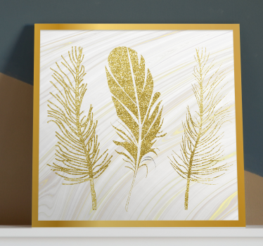 Wandbild federn goldenes feder trio - TenStickers