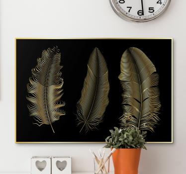 Wandbild federn mit goldblatt-designs - TenStickers