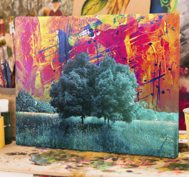 Wandbild Wohnzimmer bunte Feldlandschaft - TenStickers