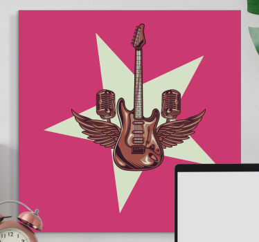 Wandbild musik mit elektrischen gitarrenflügeln - TenStickers