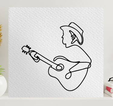 Wandbild musik spielender cowboy mit gitarre - TenStickers