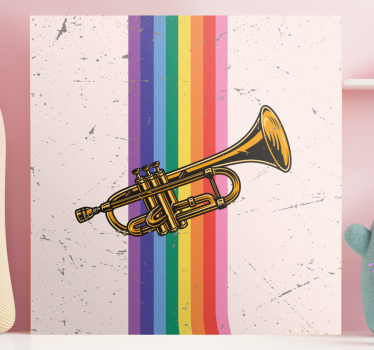 Wandbild musik trompete mit linien - TenStickers