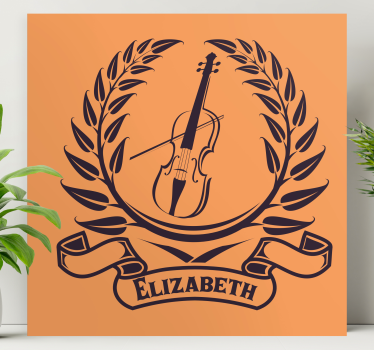 Wandbild musik violinen lorbeeremblem - TenStickers