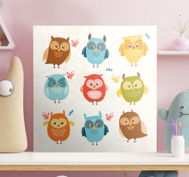 Wandbild tier eule charmante kollektion - TenStickers