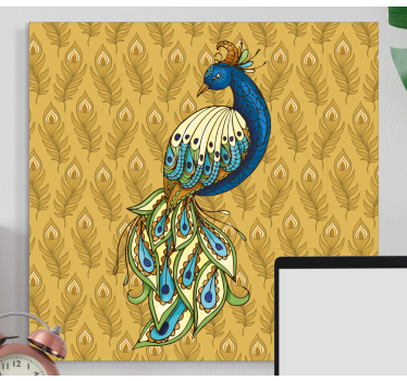 Wandbild Vogel Blumige truthahn goldene blumen - TenStickers