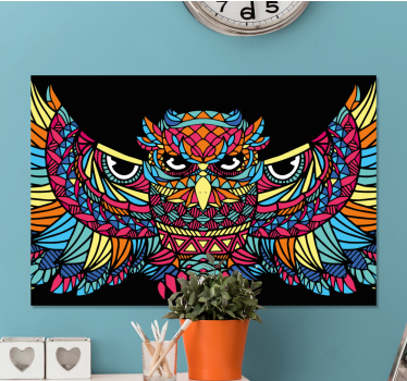 Wandbild Vogel Geometrische tiere tapfere eule - TenStickers