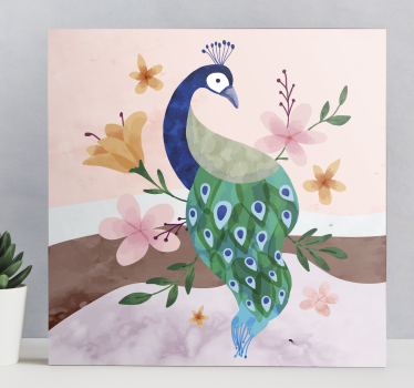 Leinwandbild Vogel pfauenblüte - TenStickers