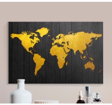 Wandbild Weltkarte Dunkelgolden - TenStickers