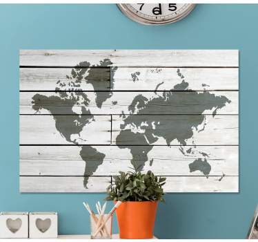 Wandbild Weltkarte Holz grau - TenStickers