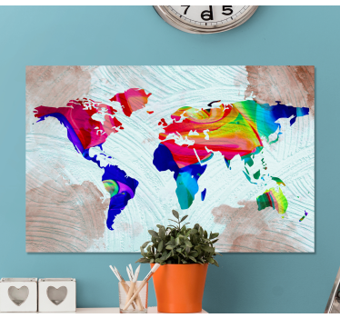Wandbild Weltkarte Mehrfarbige künstlerisch - TenStickers