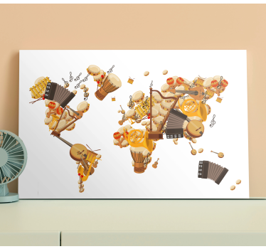 Wandbild Weltkarte Musikinstrument - TenStickers