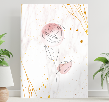 Wandbilder 3D Rose auf goldenem Hintergrund - TenStickers