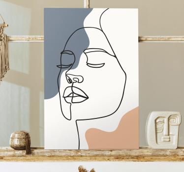 Wandbild Wohnzimmer lineares abstraktes Gesicht - TenStickers