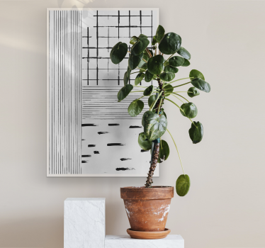 Wandbild Wohnzimmer moderne schwarze Linien - TenStickers