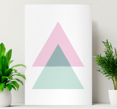 Wandbilder Wohnzimmer Blaue und rosa Wandtapete dreiecke - TenStickers