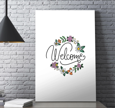 Zen bilder leinwand mit blumen willkommen kranz - TenStickers