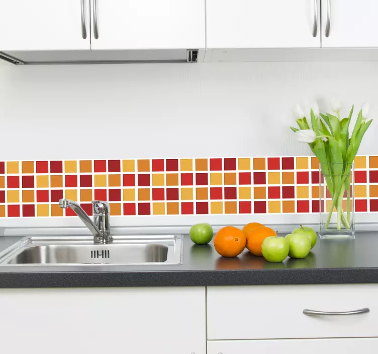 Fliesenaufkleber Bordüre rot-gelb - TenStickers