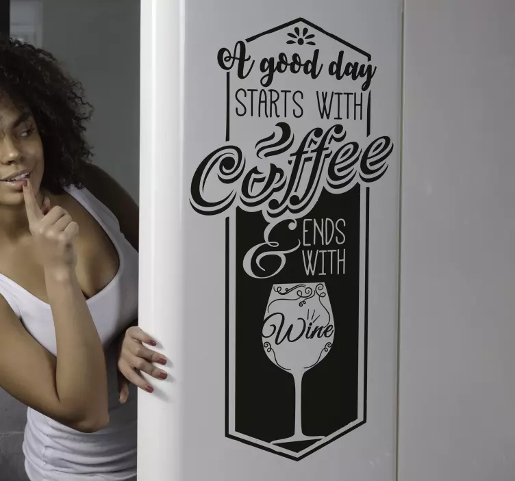 Kaffee und Wein Spruch Wandaufkleber - TenStickers