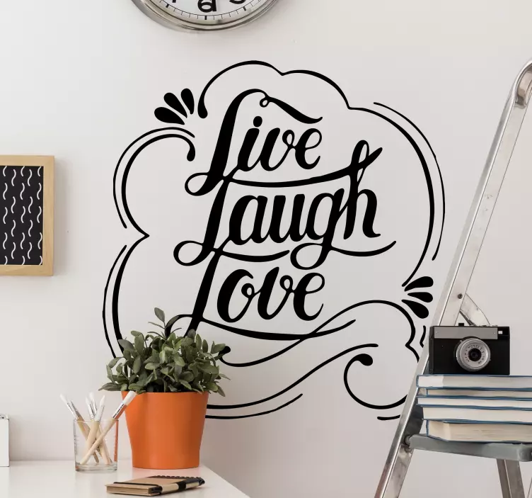 Wandtattoo Wohnzimmer Live Laugh Love Liebe - TenStickers