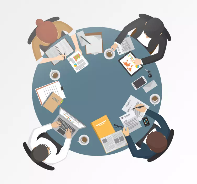 Wandsticker Büro Runder Tisch - TenStickers